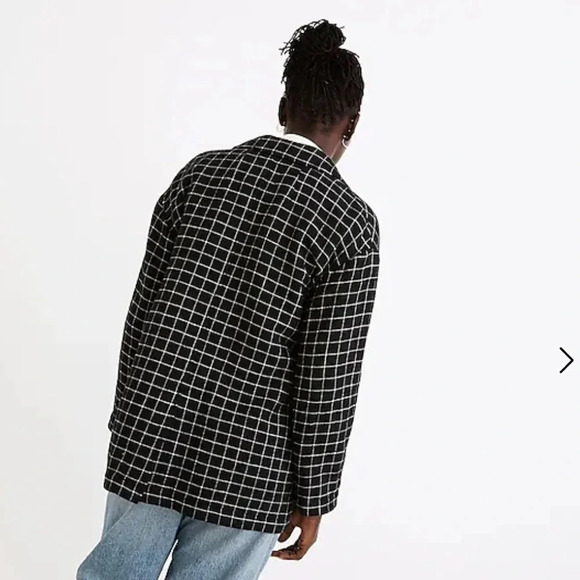 Madewell Women's Black Coat Waffleback Shaw Blazer in Windowpane Size Small - Picture 2 of 11